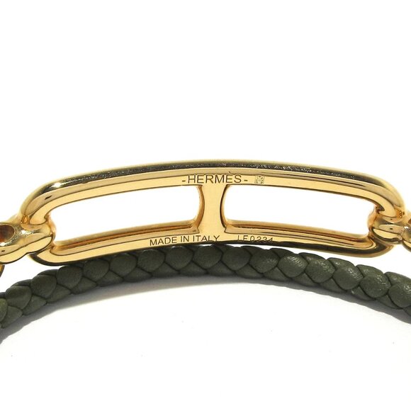 HERMES Luli Doubletour Khaki Gold Leather Hardware Bracelet bran586-101725 - Picture 4 of 6